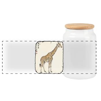 Giraffe Antik Kunst - Panorama Keksdose mit Holzdeckel - Weiß - Vorne
