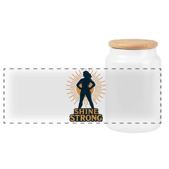 Shine Strong Silhouette Sonnenstrahlen - Panorama Keksdose mit Holzdeckel - Weiß - Vorne