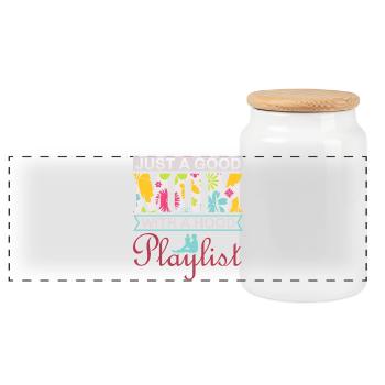 Juste une bonne maman avec une cagoule Chemise de playlist - Boîte à biscuits avec couvercle en bois - blanc - Devant