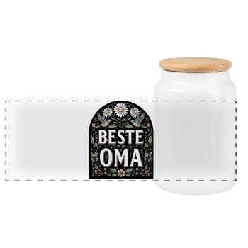 Beste Oma Geschenk für die liebste Großmutter - Panorama Keksdose mit Holzdeckel - Weiß - Vorne