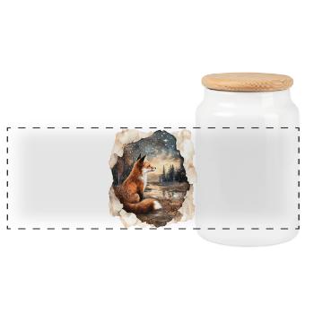 Fuchs Sterne - Panorama Keksdose mit Holzdeckel - Weiß - Vorne