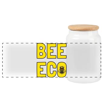 Bee Eco Bee Yellow Pollen - Panoramic Cookie Jar with Wooden Lid - white - Front