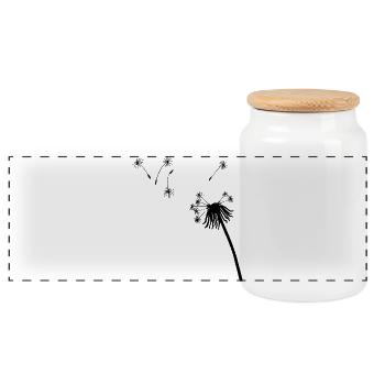 Silhouette Seeding Dandelion - Panoramic Cookie Jar with Wooden Lid - white - Front