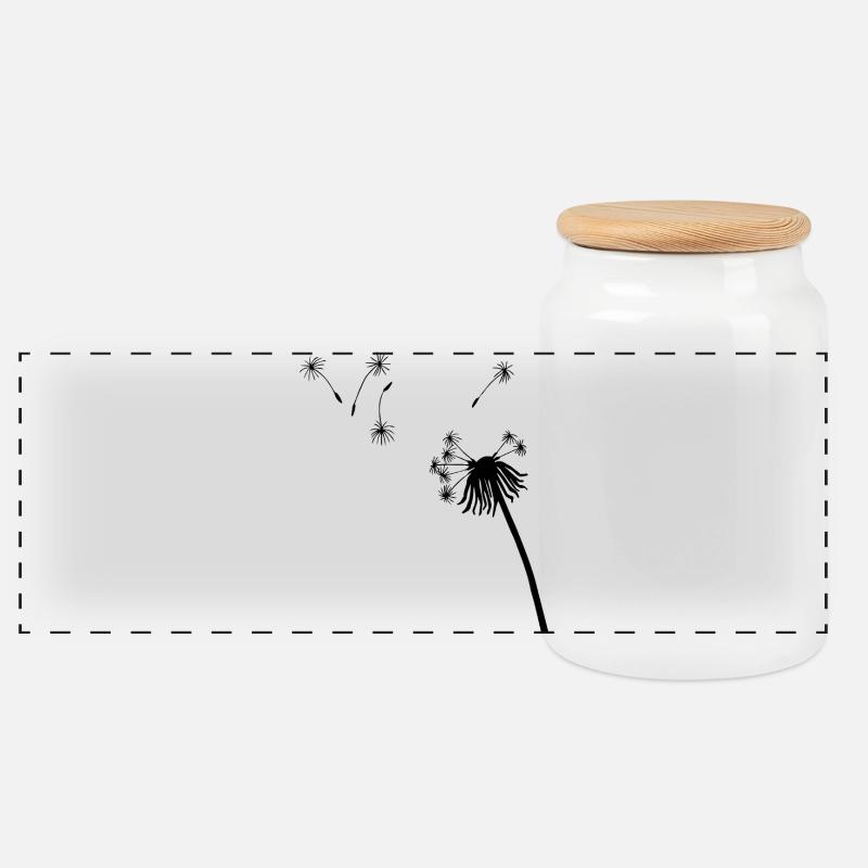 Pissenlit de Silhouette - Boîte à biscuits avec couvercle en bois - blanc