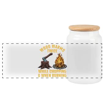 Bois : Couper vs. Brûler - Boîte à biscuits avec couvercle en bois - blanc - Devant