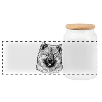 Eurasier | Butterfly - Panoramic Cookie Jar with Wooden Lid - white - Front