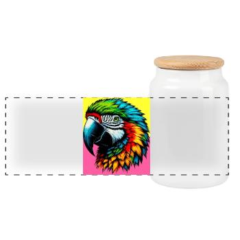 perroquet - Boîte à biscuits avec couvercle en bois - blanc - Devant