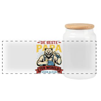 Beste Papa, Leuk Vaderdag Shirt of Hoodie - Panorama Keksdose mit Holzdeckel - Weiß - Vorne