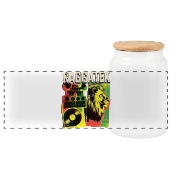 Raggatek Dub Reggae - Panorama Keksdose mit Holzdeckel - Weiß - Vorne