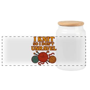 Je tricote pour ne pas me défaire - Boîte à biscuits avec couvercle en bois - blanc - Devant