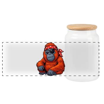 orang-utan-pirat - Panorama Keksdose mit Holzdeckel - Weiß - Vorne