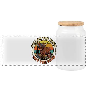Follow The Word Not The Herd Christian - Panoramic Cookie Jar with Wooden Lid - white - Front