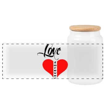 Cœur d’amour - Boîte à biscuits avec couvercle en bois - blanc - Devant