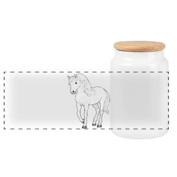 Cheval avec des étoiles - Boîte à biscuits avec couvercle en bois - blanc - Devant