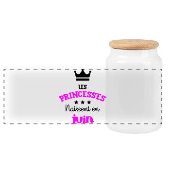 Princesse née en Juin Super Cadeau Anniversaire - Boîte à biscuits avec couvercle en bois - blanc - Devant