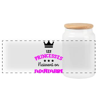 Princesse née Novembre Beau Cadeau Anniversaire - Boîte à biscuits avec couvercle en bois - blanc - Devant