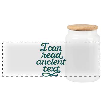 T-shirt en écriture ancienne - Boîte à biscuits avec couvercle en bois - blanc - Devant