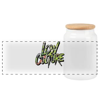 Low Culture Camouflage Motif for JDM Tuning Fans - Panoramic Cookie Jar with Wooden Lid - white - Front