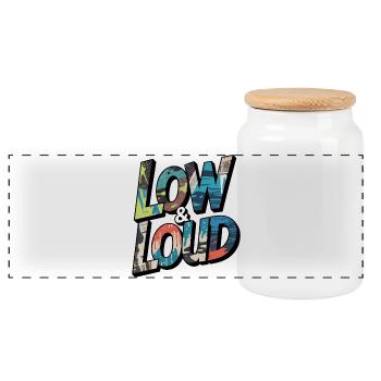 Low and Loud Motif for JDM & Tuning Fans - Panoramic Cookie Jar with Wooden Lid - white - Front
