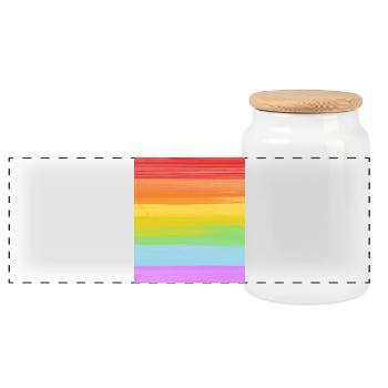 Watercolor Rainbow - LGBTQ Pride - Panoramic Cookie Jar with Wooden Lid - white - Front