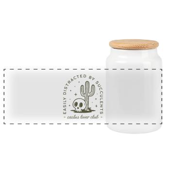 Cactus succulent plant lover funny gardener - Panoramic Cookie Jar with Wooden Lid - white - Front