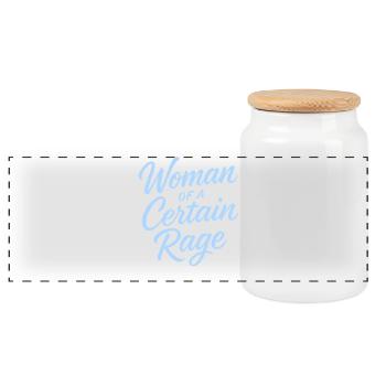 Femme d’une certaine rage disant le design bleu clair - Boîte à biscuits avec couvercle en bois - blanc - Devant