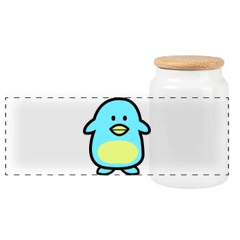 Penguin Comic - Panoramic Cookie Jar with Wooden Lid - white - Front