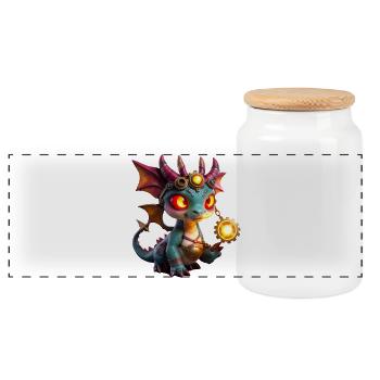 Dragon Steampunk Illuminé - Boîte à biscuits avec couvercle en bois - blanc - Devant