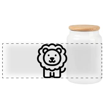 lion - Boîte à biscuits avec couvercle en bois - blanc - Devant