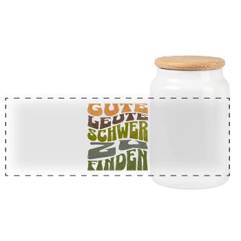 Gute Leute - Schwer zu finden Retro Shirt  - Panorama Keksdose mit Holzdeckel - Weiß - Vorne