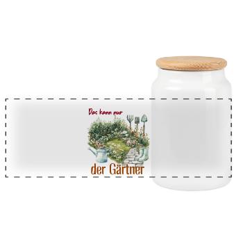 Beruf Gärtner - Geschenk Gärtner  - Panorama Keksdose mit Holzdeckel - Weiß - Vorne