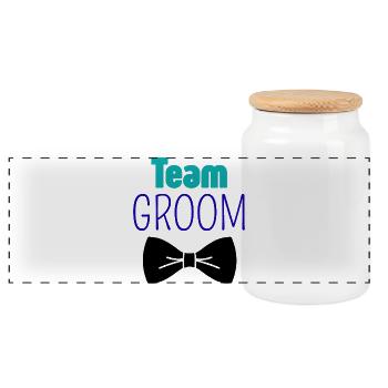 TeamGroom  - Panorama Keksdose mit Holzdeckel - Weiß - Vorne