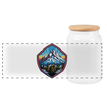 Mountains - Panoramic Cookie Jar with Wooden Lid - white - Front