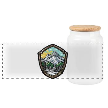 Alpine Mountains - Panoramic Cookie Jar with Wooden Lid - white - Front