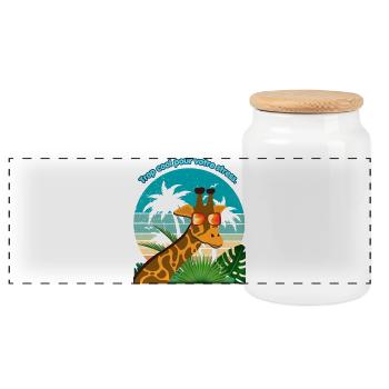 La girafe cool - Boîte à biscuits avec couvercle en bois - blanc - Devant