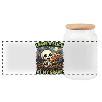 Une part de pizza squelettique à la tombe - Boîte à biscuits avec couvercle en bois - blanc - Devant