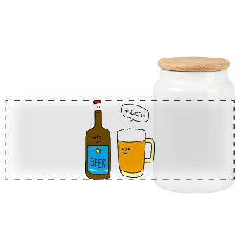Kanpai ! - La bière qui parle japonais - Boîte à biscuits avec couvercle en bois - blanc - Devant