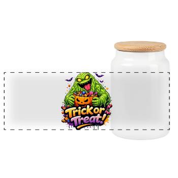 Monstre de boue - Boîte à biscuits avec couvercle en bois - blanc - Devant