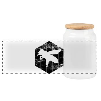 Croquis de l’abeille - Boîte à biscuits avec couvercle en bois - blanc - Devant