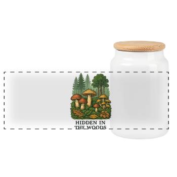 Le secret des champignons de la forêt - Boîte à biscuits avec couvercle en bois - blanc - Devant