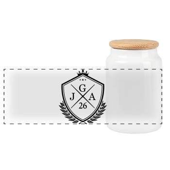 JGA 26 - Panoramic Cookie Jar with Wooden Lid - white - Front