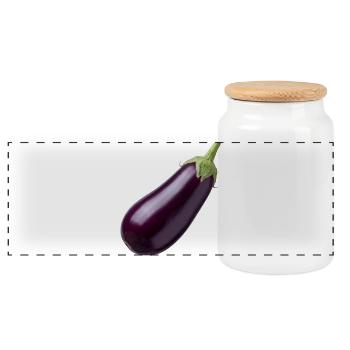 Aubergine, Eggplant Veggie Vegan Gift Idea - Panoramic Cookie Jar with Wooden Lid - white - Front