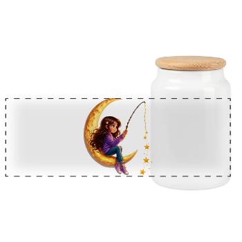 Sunfisherwoman Stars - Panoramic Cookie Jar with Wooden Lid - white - Front
