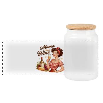 Mom needs wine. Mama needs Wine - Panoramic Cookie Jar with Wooden Lid - white - Front