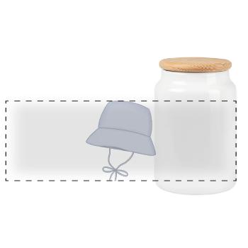 Chapeau à seau pastel avec sangle de menton - Boîte à biscuits avec couvercle en bois - blanc - Devant
