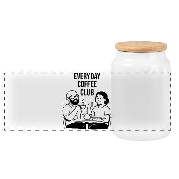 club de café tous les jours - Ohne Bohne ohne mich - Boîte à biscuits avec couvercle en bois - blanc - Devant