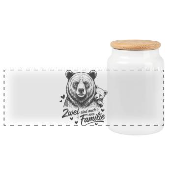 Bear Dad & Child Baby – Two Are Also a Family - Panoramic Cookie Jar with Wooden Lid - white - Front