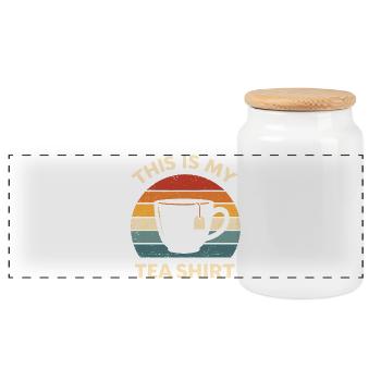 Funny Tea Shirt Teashirt Pun Tea Lover Gift - Panoramic Cookie Jar with Wooden Lid - white - Front