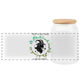 Mon signe Capricorne - Boîte à biscuits avec couvercle en bois - blanc - Devant