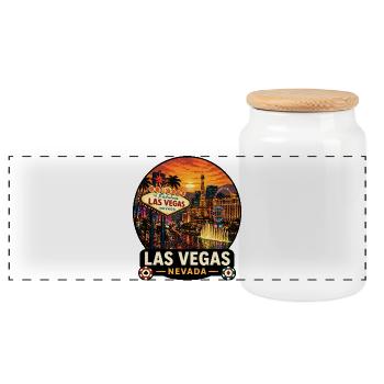 Las Vegas Nevada Sunset Vacation Design - Panoramic Cookie Jar with Wooden Lid - white - Front